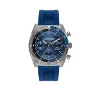 Calvin Klein Orologio Analogico Multifunzione al Quarzo da Uomo Collezione CK FLEX con Cinturino in Silicone Blu - 25200468, Blue