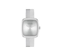 Calvin Klein Orologio 25100098 Adore da donna - Orologio al quarzo rettangolare con bracciale milanese argentato, cassa da 30 mm, argento