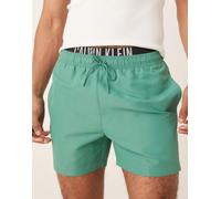 Calvin Klein - Pantaloncini da bagno verdi con fascia in vita con logo-Verde 46-48