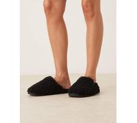 Calvin Klein - Pantofole nere in pelliccia effetto teddy-Nero 37