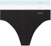 Calvin Klein Perizomi Donna Confezione da 3 Invisibles Cotton senza Cuciture, Multicolore (Black/White/Island Reef), XL