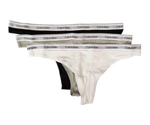 Calvin Klein Perizomi Donna Confezione da 3 Modern Logo Tanga, Multicolore (Black/White/Grey Heather), XXL