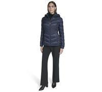 Calvin Klein Piumino da donna, leggero, trapuntato, con cappuccio, elasticizzato, invernale, con tasche, Blu audace, X-Small