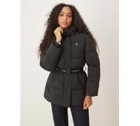 Calvin Klein - Piumino nero lunghezza media con cintura 2XS