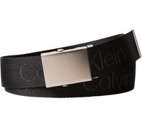 Calvin Klein Uomo Cintura Logo Webbing Plaque 3,8 cm con Fibbia a Placchetta, Nero (Black/Pewter), 105 cm