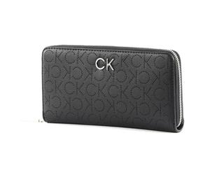 Calvin Klein Re-Lock Slim Zip Around Wallet Logo Perf CK Black