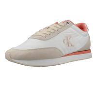 Calvin Klein Retro Runner Lace Up Nylon MG Yw0yw01990, Basso Top Donna, Beige (Brilliant White/Light Cashew/Pink), 37 EU