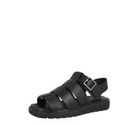 Calvin Klein Jeans - Sandali stile pescatore in pelle nera con punta squadrata-Nero 36