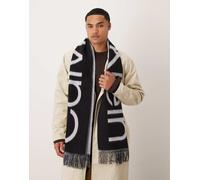 Calvin Klein - Sciarpa spazzolata in lana nera con logo grande-Nero One Size