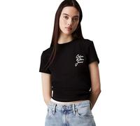Calvin Klein Donna T-Shirt Maniche Corte Script Institutional Baby Tee Scollo Rotondo, Nero (Ck Black), L