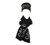 Calvin Klein Set Cappello + Sciarpa CK Jeans Confezione Regalo Sciarpa e Cappello con Risvolto Articolo ZM0ZM02157, BDS Black/Nero, Unica - One Size