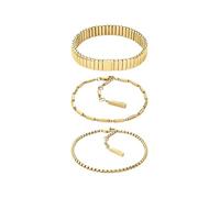 Calvin Klein Set di 3 Braccialetti da Donna Collezione CK STACKED in Acciaio Inossidabile con placcatura ionica Oro Giallo - 35000838
