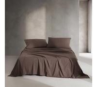 Calvin Klein - Set di lenzuola per letto matrimoniale, in percalle lavato, super morbido e accogliente, decorazione per la casa, certificato Oeko-Tex (percalle lavato marrone terra, queen)