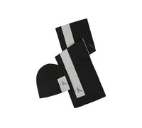 Calvin Klein Set regalo da uomo sciarpa cappello per il freddo, Nero a righe., Taglia unica