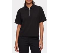Calvin Klein Short Sleeve Tailored Knit Collar Top Black Taglia: S | Polo Outlet | Donna | Nero