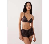 Calvin Klein - Signature - Reggiseno a triangolo sfoderato in raso marrone con stampa animalier M