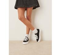 Calvin Klein - Sneakers in tela nere con suola vulcanizzata flatform-Nero 38