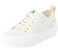 Calvin Klein Sneakers Vulcanizzate Donna Bold Low con Zeppa, Bianco (Creamy White/Eggshell), 38