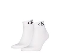 Calvin Klein Socks Organic Cotton Monogram Quarter, Calzino Uomo, White,