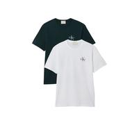 Calvin Klein Uomo T-Shirt Maniche Corte Confezione da 2 Classic Micro Monologo con Scollo Rotondo, Multicolore (Bright White/Nearly Navy), XS