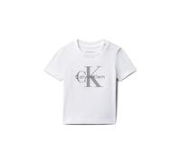 Calvin Klein T-Shirt Bianca Girocollo con Logo per Neonato (IT, Numero, 68, Regular, Bambino, Bianco)
