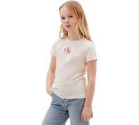Calvin Klein Bambina T-Shirt Maniche Corte Micro Monogram in Cotone, Avorio (Pearl 12-1304 TCX), 16 Anni