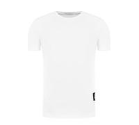 Calvin Klein T-Shirt Maniche Corte Uomo Badge Turn Up Sleeve Scollo Rotondo, Bianco (Bright White), XXS