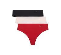 Calvin Klein Thong 3Pk 000Qd3558E, Perizoma, Donna, Rosso (Red Stamp/Nymph Thigh/Black), S