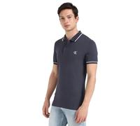 Calvin Klein Uomo Maglietta Polo Maniche Corte Tipping Slim Elasticizzata, Blu (India Ink), M