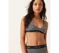 Calvin Klein - Top bikini a brassière nero con monogramma L