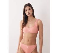 Calvin Klein - Top bikini a brassière rosa con logo 2XL
