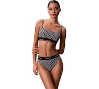 Calvin Klein Top da Bagno da Donna con Scollo Quadrato Bralette LV00Q61130, Nero (20242 Icon Cotone Emblema W Nero), S