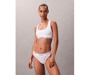 Calvin Klein - Underlined Icon - Brassière bianca con scollo rotondo in cotone e modal-Bianco XS
