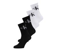 Calvin Klein Giftbox Monologo Calzini Crew, Nero/Bianco, Taglia Unica (Pacco da 4) Donna