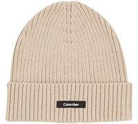 Calvin Klein Uomo Berretto in Maglia Classic Cotton Rib Beanie in Cotone, Beige (Stony Beige), Taglia Unica