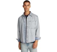 Calvin Klein Uomo Camicia in Jeans Regular Denim Shirt Taschino sul Petto, Blu (Denim Light), M