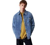 Calvin Klein Uomo Camicia in Jeans Regular Denim Shirt Taschino sul Petto, Blu (Denim Light), M