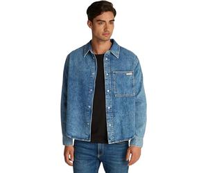Calvin Klein Uomo Camicia in Jeans Regular Denim Shirt Taschino sul Petto, Blu (Denim Light), M