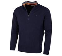 Calvin Klein Uomo Cotton Golf CK Top Maglione - Blu Navy/Arancione - S