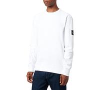 Calvin Klein Uomo Felpa Badge Crew Neck Cotone, Bianco (Bright White), S