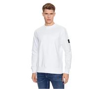 Calvin Klein Uomo Felpa Badge Crew Neck Cotone, Bianco (Bright White), XXL