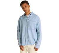 Calvin Klein Uomo Giacca in Jeans Regular Linear Denim con Taschino sul Petto, Blu (Denim Light), M