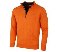 Calvin Klein Uomo Knit Cotton 1/2 Zip Golf CK Top Maglione - Arancia - L