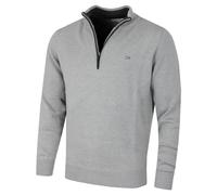 Calvin Klein Uomo Knit Cotton 1/2 Zip Golf CK Top Maglione - Argento - S