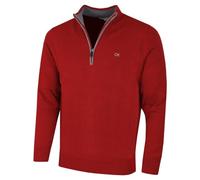 Calvin Klein Uomo Knit Cotton 1/2 Zip Golf CK Top Maglione - Borgogna - M