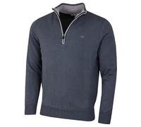 Calvin Klein Uomo Knit Cotton Golf CK Top Maglione - Grigio Acciaio - M