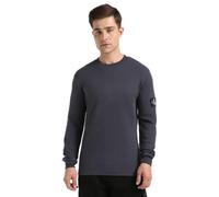Calvin Klein Uomo Maglietta Maniche Lunghe Badge Waffle Cotone, Blu (India Ink), XS