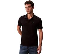 Calvin Klein Uomo Maglietta Polo Maniche Corte Monogram Pique in Cotone, Nero (Black), L