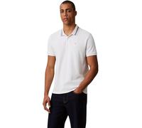 Calvin Klein Uomo Maglietta Polo Maniche Corte Monogram Pique Tipped in Cotone, Bianco (Blanc De Blanc), M