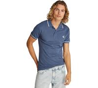 Calvin Klein Uomo Maglietta Polo Maniche Corte Tipping Slim Fit, Blu (Vintage Indigo), XS